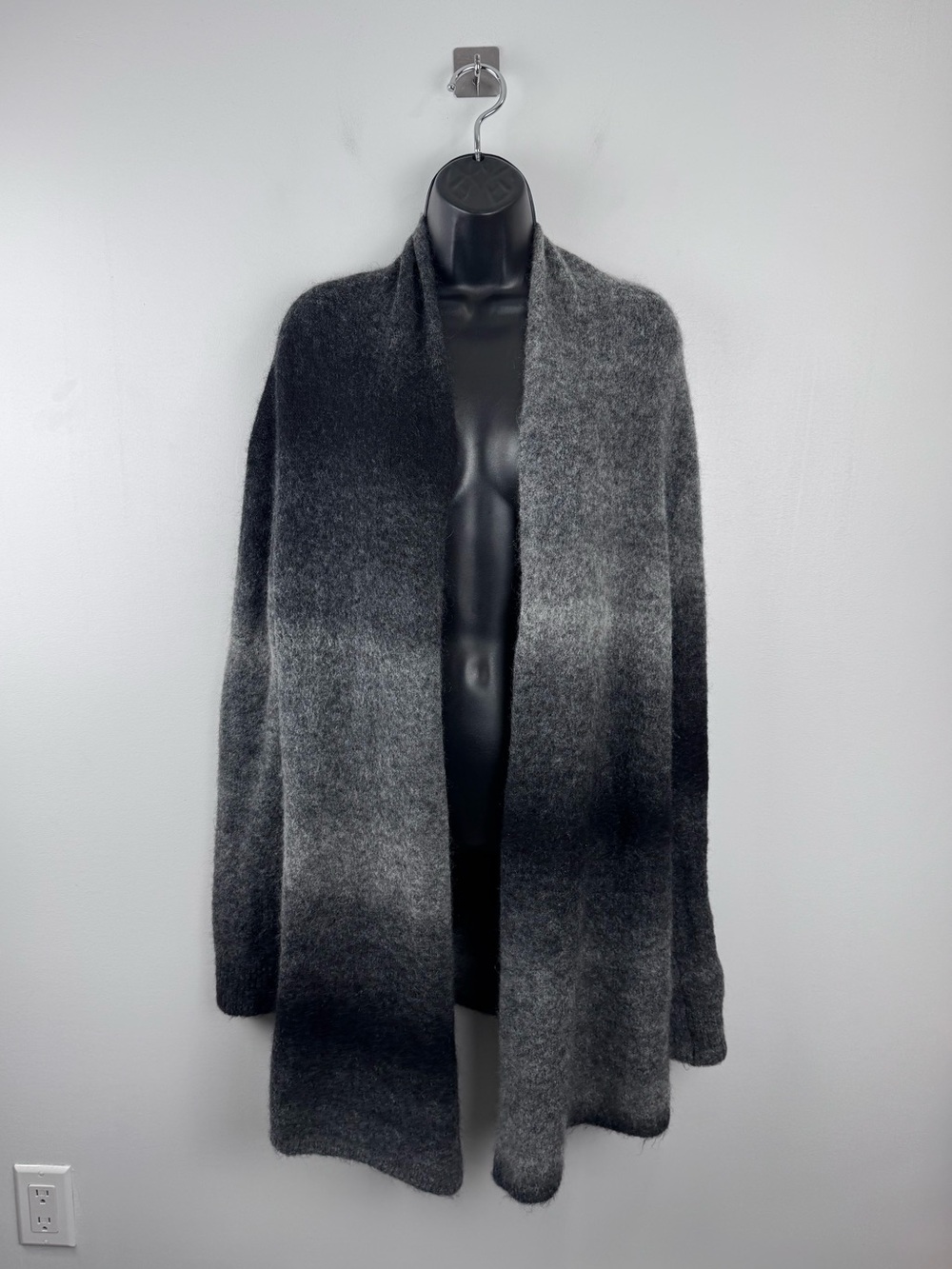 Eileen Fisher Women Grey Mohair Blend Open Front Cardigan Size Petite Small